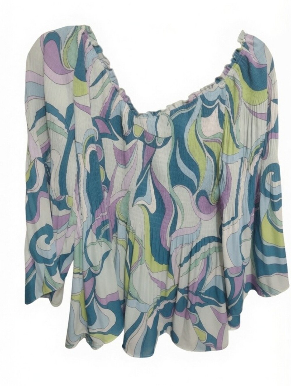 Floral & Ivy 70s Style Chiffon Blouse XLP Groovy‎ Hippie Boho Lightweight Casual